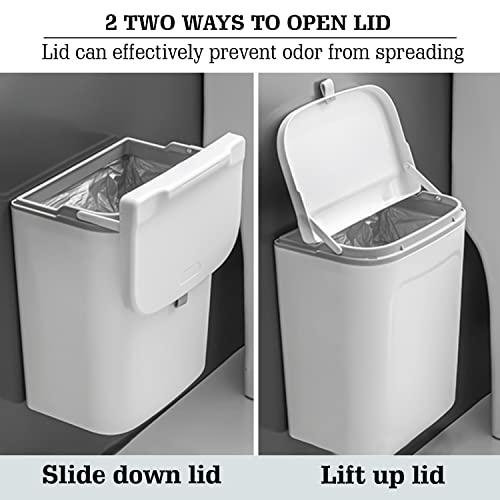 HOKIPO Plastic Hanging/Wall Mounted Dustbin For Bathroom Toilet Kitchen Home Or Office, White, Pack Of 1 (AR3992), Open-Top - Image 4