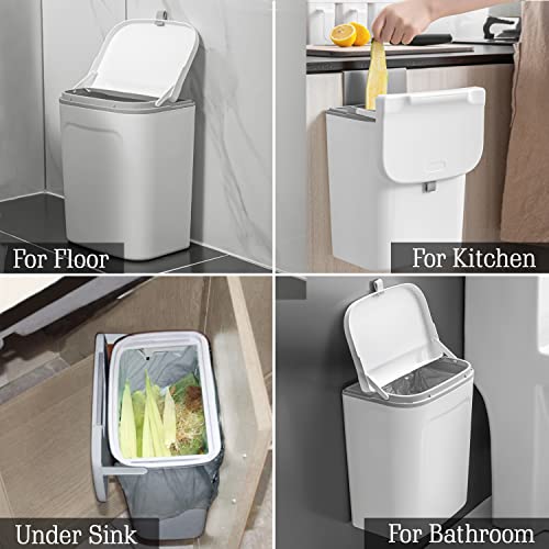 HOKIPO Plastic Hanging/Wall Mounted Dustbin For Bathroom Toilet Kitchen Home Or Office, White, Pack Of 1 (AR3992), Open-Top - Image 3
