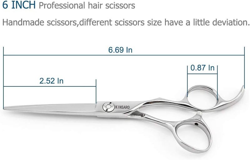 KINSARO 6" Professional Hair Scissors - 440C Cutting Shears with Convex Edge - Image 2