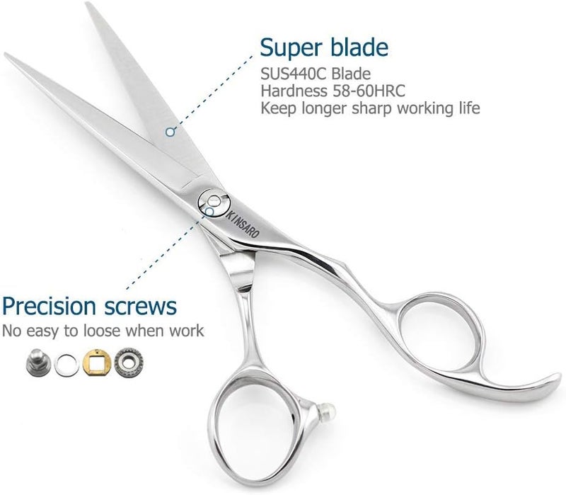 KINSARO 6" Professional Hair Scissors - 440C Cutting Shears with Convex Edge - Image 3