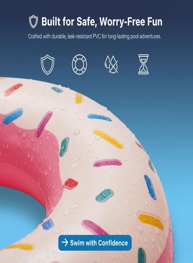 Kevim Bitted Donut Swimming Pool Float Tubes 90cm x 23cm for Adults & Kids | Inflatable Swimming Ring Floats for Kids 9+ | Durable Pool Toys for Backyard, Beach & Summer Fun - Image 3