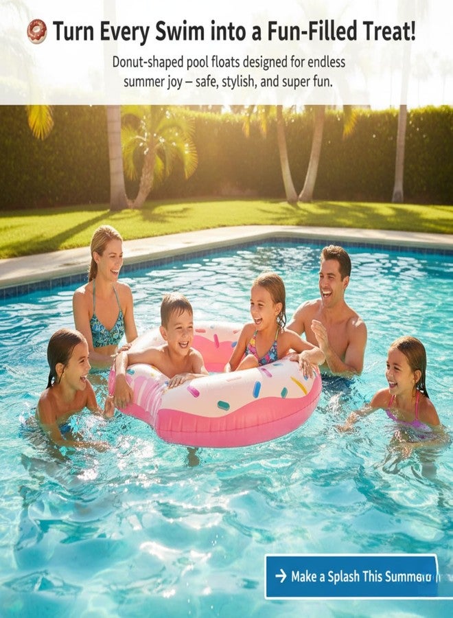 Kevim Bitted Donut Swimming Pool Float Tubes 90cm x 23cm for Adults & Kids | Inflatable Swimming Ring Floats for Kids 9+ | Durable Pool Toys for Backyard, Beach & Summer Fun - Image 2