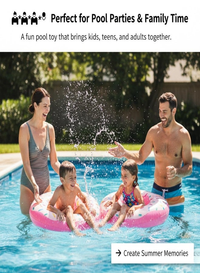 Kevim Bitted Donut Swimming Pool Float Tubes 90cm x 23cm for Adults & Kids | Inflatable Swimming Ring Floats for Kids 9+ | Durable Pool Toys for Backyard, Beach & Summer Fun - Image 5