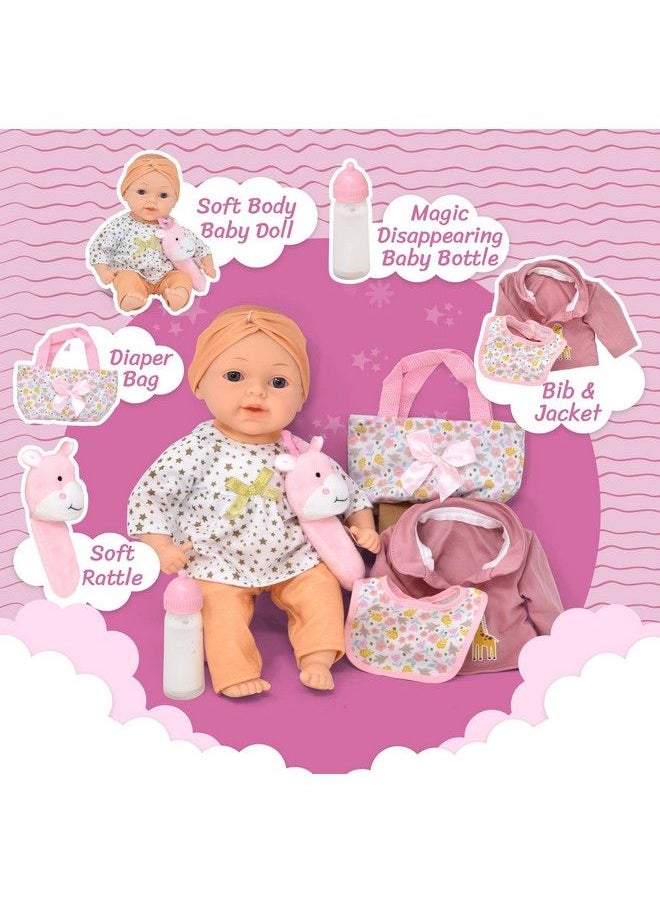 Gift Boutique - Baby Doll With Toy Accessories Set Magic Disappearing Milk Bottle 14 Inch Soft Body Baby Doll With Clothes Diaper Bag And Bib - Image 1