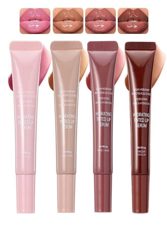 KTouler 4Pcs Tinted Lip Serum Gloss Set,Jelly Hydrating Shine Pink Nude Red Glossy Lip Balm,Long-lasting Nourishing Vegan Lip Plumper Gloss for Instant Moisture Liquid Lipstick for Women - Image 1