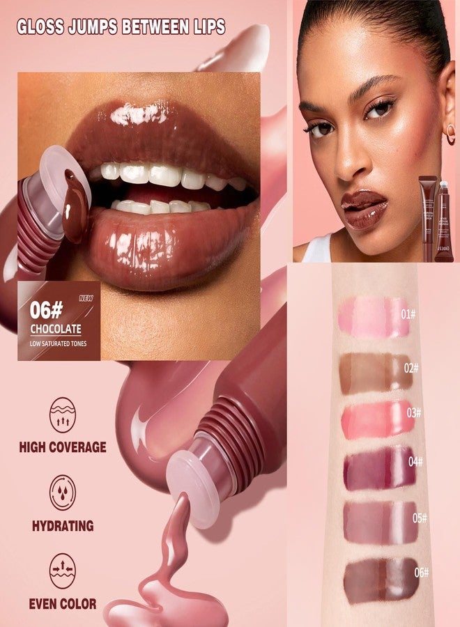 KTouler 4Pcs Tinted Lip Serum Gloss Set,Jelly Hydrating Shine Pink Nude Red Glossy Lip Balm,Long-lasting Nourishing Vegan Lip Plumper Gloss for Instant Moisture Liquid Lipstick for Women - Image 3