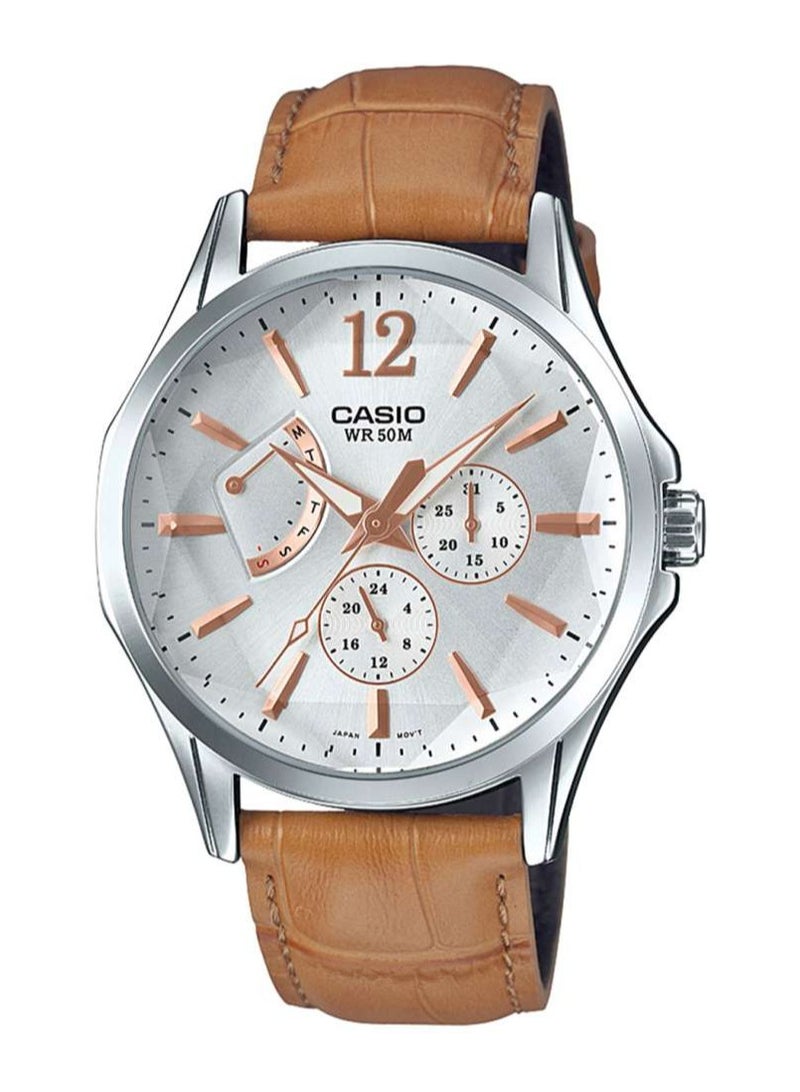 CASIO Analog Quartz White Dial Leather Strap Men's Watch MTP-E320LY-7A