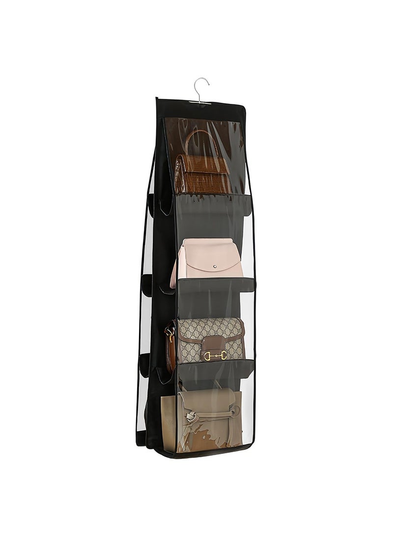 Mmmon Handbag Hanging Purse Storage Organizer, Bags Organizor for Purse 8 Pockets Wardrobe Closet Space Saving Handbag Storage for Family Closet Bedroom (Black)  - Image 1