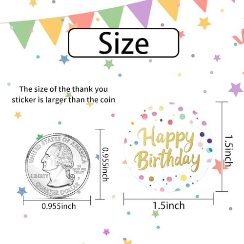 Heyfibro 500 PCS 1.5 Inch Happy Birthday Sticker for Party, Gift Packing, Envelope Sealing, Baby Shower(Text) - Image 2