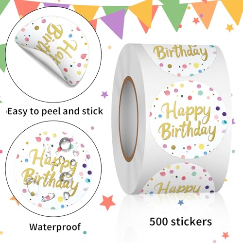 Heyfibro 500 PCS 1.5 Inch Happy Birthday Sticker for Party, Gift Packing, Envelope Sealing, Baby Shower(Text) - Image 3