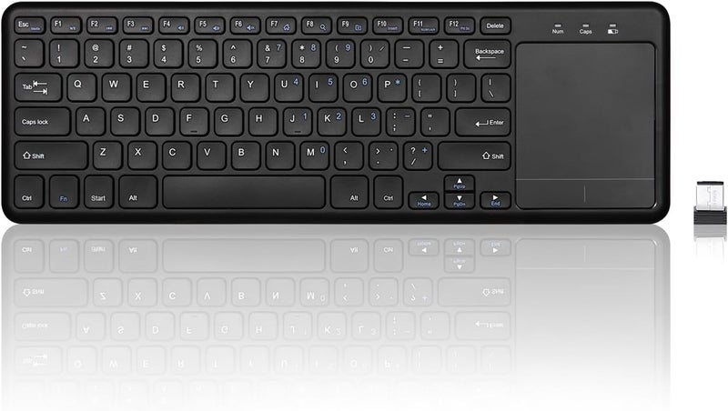 Perixx PERIBOARD-716 Wireless Keyboard with Touchpad, Support Multiple Devices Connection with TV, Tablet and Smartphone, X Type Scissor Keys, Black, US English Layout - Image 1