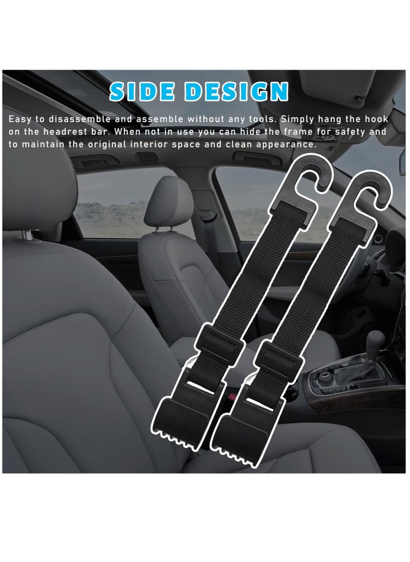 Excefore 2 PCS Car Seat Headrest Hooks, Adjustable Hanging Storage Organizer for Auto Back Seat, Universal Vehicle Interior Purse Bags Hanger Accessories for Umbrella Handbag Coat - Image 4