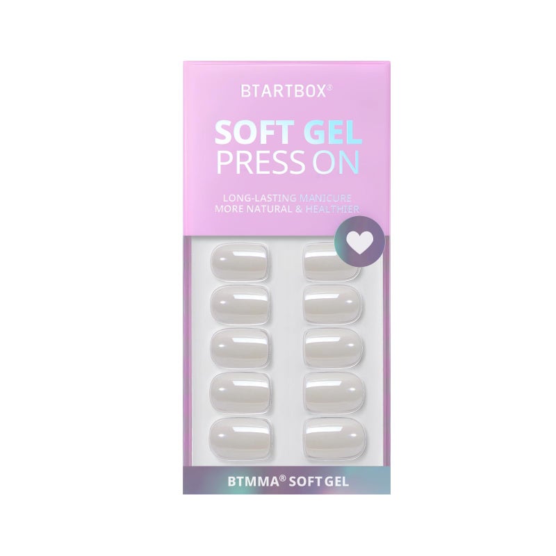 BTArtbox Press On Nails Short - White Soft Gel Press On Nail, Square Chrome Nail Tips Glue On Nails, Reusable Stick On Nails in 15 Sizes - 30 Soft Gel Fake Nails Kit, Vanilla Glazed - Image 3