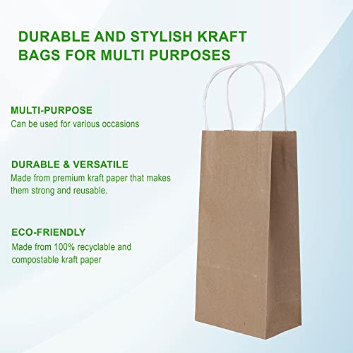 e kysa basics Brown Kraft Paper Carry/Gift/Cloth/Grocery Recycled Eco Friendly Bags with handles | Pack of 15 Bags - Image 3