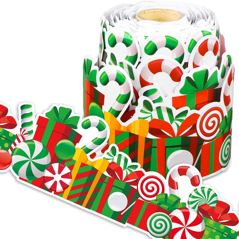 Panelee Christmas Gift Box Border 68.9 Feet Bulletin Board Border Butterflies Flowers Bee Space Inspirational Cute Decor for Classroom Bulletin Boards Chalkboard Wall Decor - Image 1
