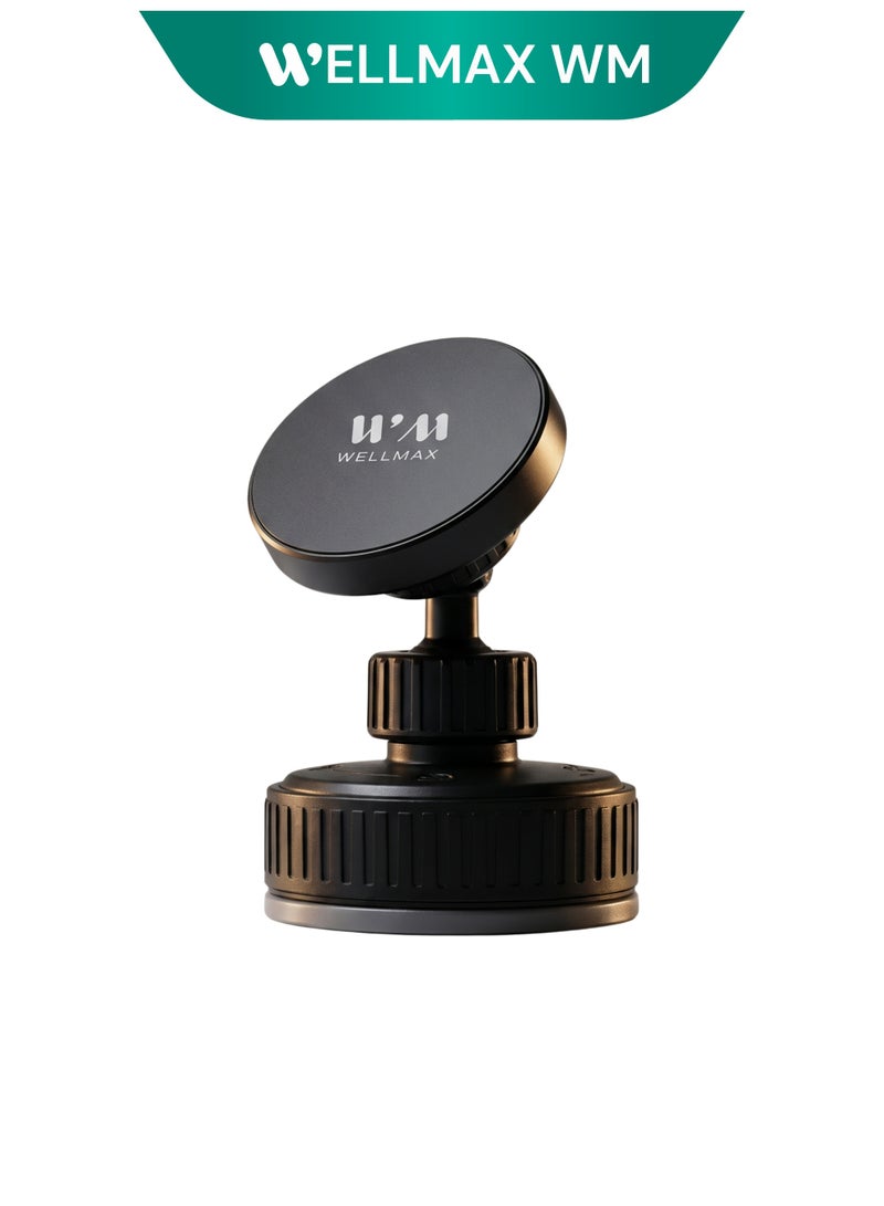 WELLMAX WM WELLMAX HOL2090 Magnetic Car Phone Holder for Dashboard & Windshield, Strong Suction Cup Mobile Mount with 360° Rotation, Universal Hands-Free Car Phone Holder for iPhone, Samsung & Android Smartphones - Image 1