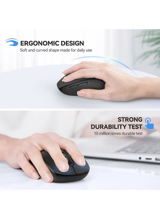 Bluetooth Wireless Mouse 4000DPI for Laptop/PC/Mac – Dual Mode (BT 5.0 & 2.4GHz USB Receiver), Portable Silent Mice, Plug & Play – Black  - Image 4