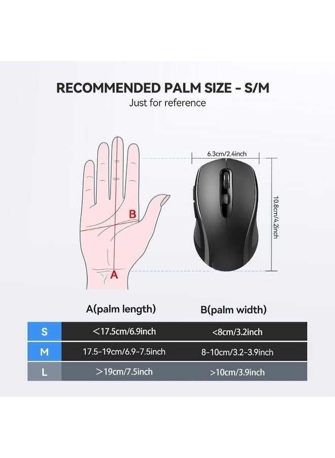 Bluetooth Wireless Mouse 4000DPI for Laptop/PC/Mac – Dual Mode (BT 5.0 & 2.4GHz USB Receiver), Portable Silent Mice, Plug & Play – Black  - Image 5