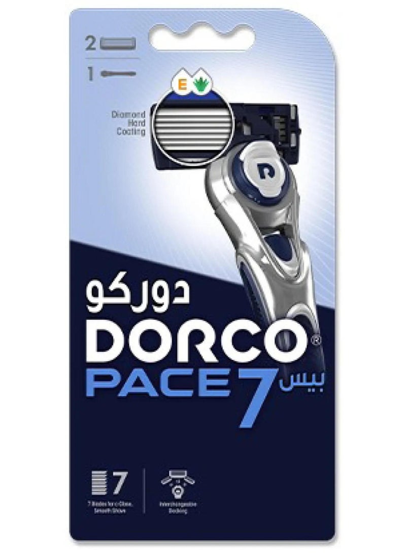 DORCO Pace 7 Razor Diamond Hard Coating 1 Handle + 2 Blades - Image 1