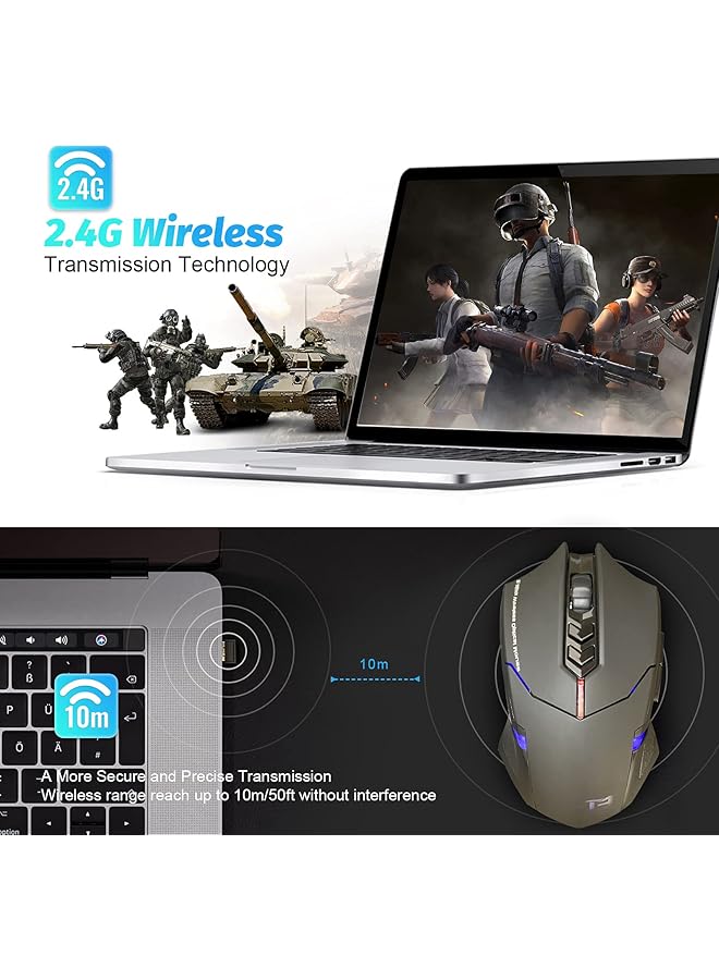 سكاي تاتش ماوس ألعاب لاسلكي Sky Touch مع نقرة صامتة فريدة ومقابض مريحة بدقة 2400 نقطة في البوصة وزرين جانبيين قابلين للبرمجة وتصميم 7 أزرار بإضاءة خلفية قابلة للتنفس باللون الأسود - Image 4