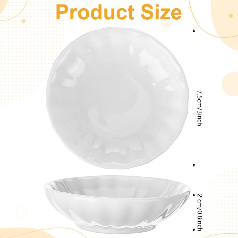 Mimorou 50 Pcs Soy Sauce Dish White Dipping Bowls Bulk, 1.2 oz Asian Small Sauce Bowls for Sushi, Ketchup, Vinegar, Olive Oil, Soy, Spices, BBQ Chip and Dip Serving Bowl Set Gift (Flower) - Image 2