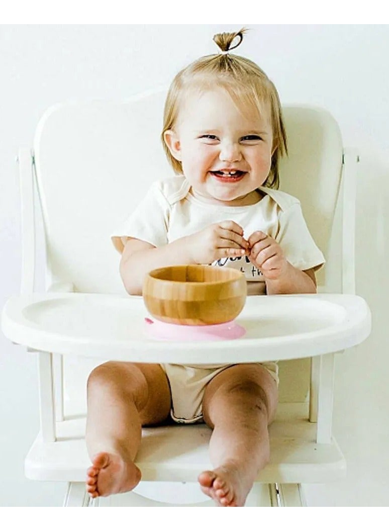 Avanchy Bamboo Suction Classic Bowl + Spoon Orange Color For Baby - Image 3