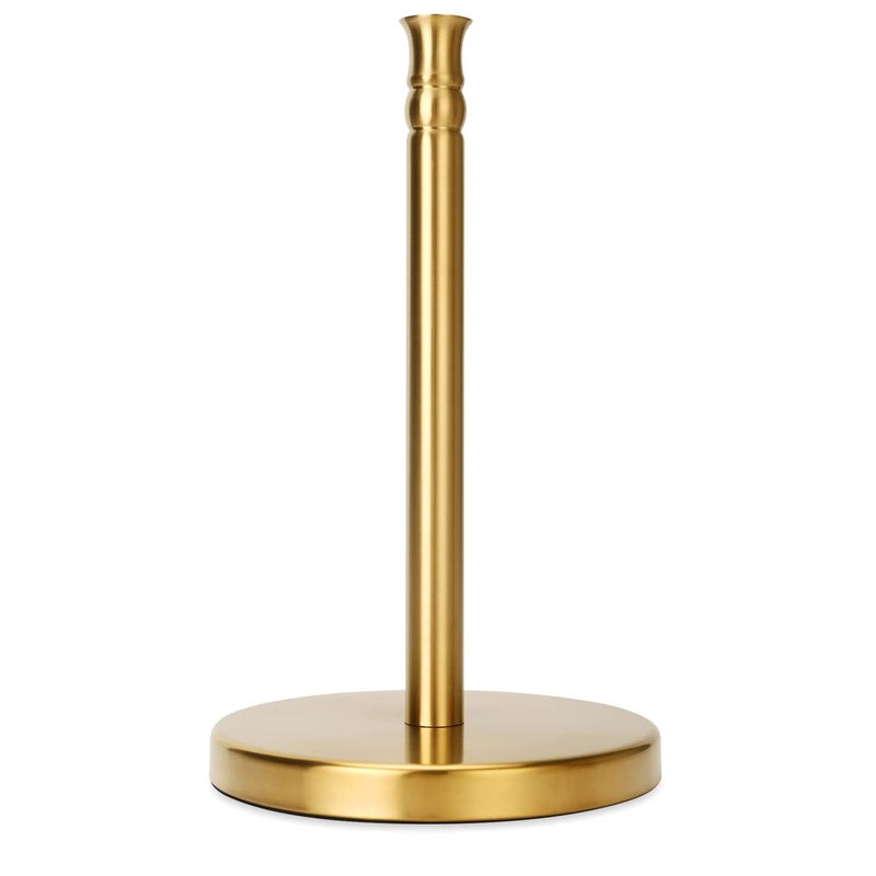 Paper Towel Holder Stainless Steel Heavy Base 2LBS in Weight and 67inch in Diameter Gold Brushed Finish Paper Towel Holder Countertop Ripping Paper Towel Off OneHanded No Wobbly