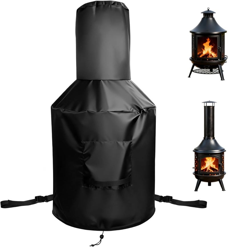 Gulf standard sizing alternatives BOSREROY Outdoor Fireplace Cover, Waterproof 25 X 48 in Chiminea Cover, Heavy Duty Fire Pit Cover, Includes Drawstring & Buckle Gulf climate tested upgraded quality - Image 2