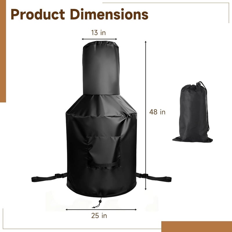 Gulf standard sizing alternatives BOSREROY Outdoor Fireplace Cover, Waterproof 25 X 48 in Chiminea Cover, Heavy Duty Fire Pit Cover, Includes Drawstring & Buckle Gulf climate tested upgraded quality - Image 3