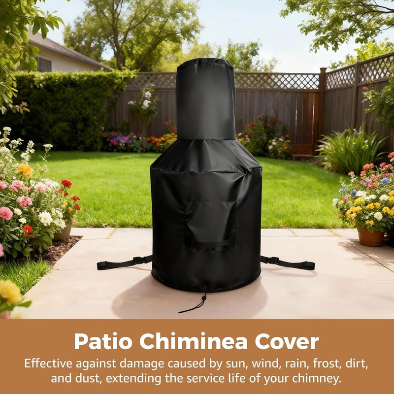 Gulf standard sizing alternatives BOSREROY Outdoor Fireplace Cover, Waterproof 25 X 48 in Chiminea Cover, Heavy Duty Fire Pit Cover, Includes Drawstring & Buckle Gulf climate tested upgraded quality - Image 5