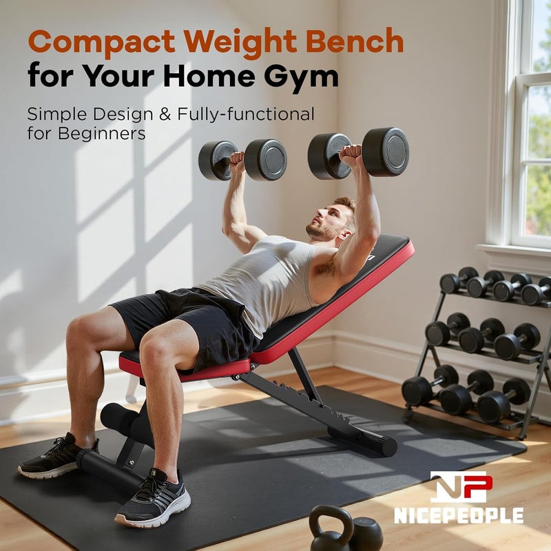 FEIERDUN NICEPEOPLE Foldable Basic Weight Bench for Home Gym, Full Body Workout Bench with 8 Backrest Positions, 660lbs Capacity, Adjustable Bench - Image 2