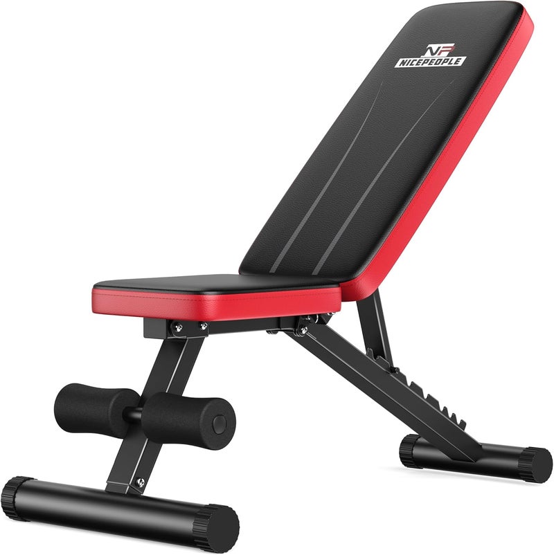 FEIERDUN NICEPEOPLE Foldable Basic Weight Bench for Home Gym, Full Body Workout Bench with 8 Backrest Positions, 660lbs Capacity, Adjustable Bench - Image 1