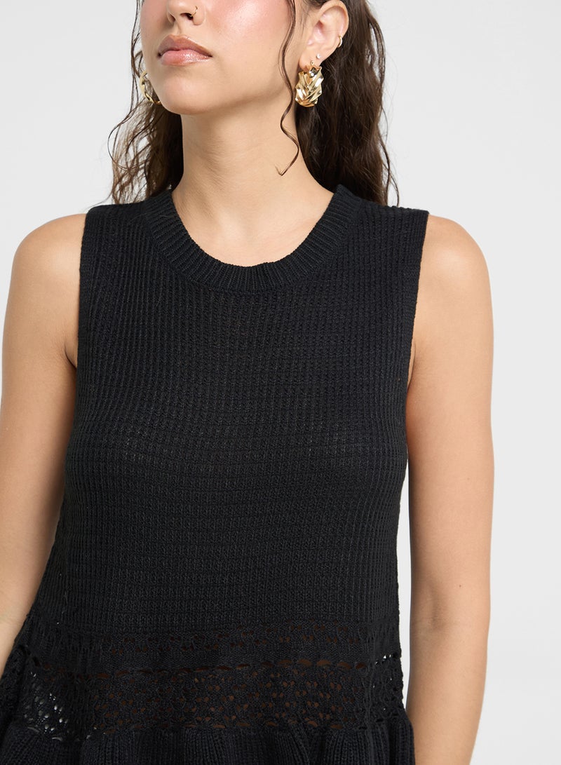 Ginger Sleveless Knit Sweater With Frill Hem  - Image 3
