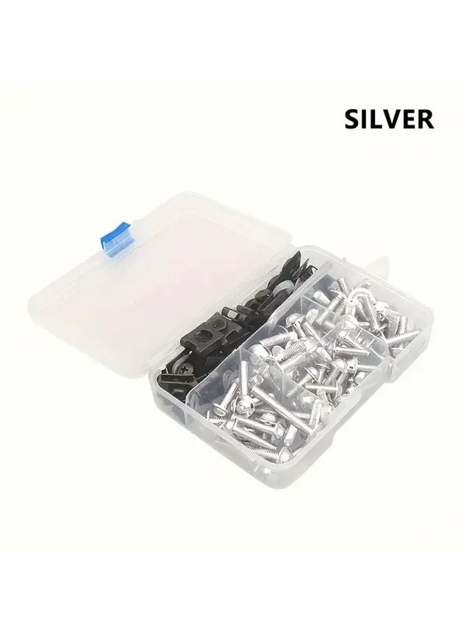 177 Pcs Silvery Fairing Bolt Kit CNC Alloy Screws Nuts For Body Modification Wind Deflector Bolts Set - Image 1