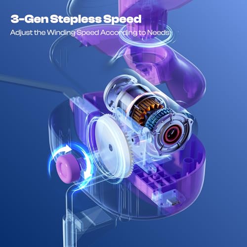 Caydo A1 Max Electric Yarn Winder, 10oz Large Automatic Ball Winder for Crocheting, Dual-Spring Strong Tension Stepless Speed Yarn Cake Spinner, Ideal Mother's Day Present for Crochet Lovers(Purple) - Image 4
