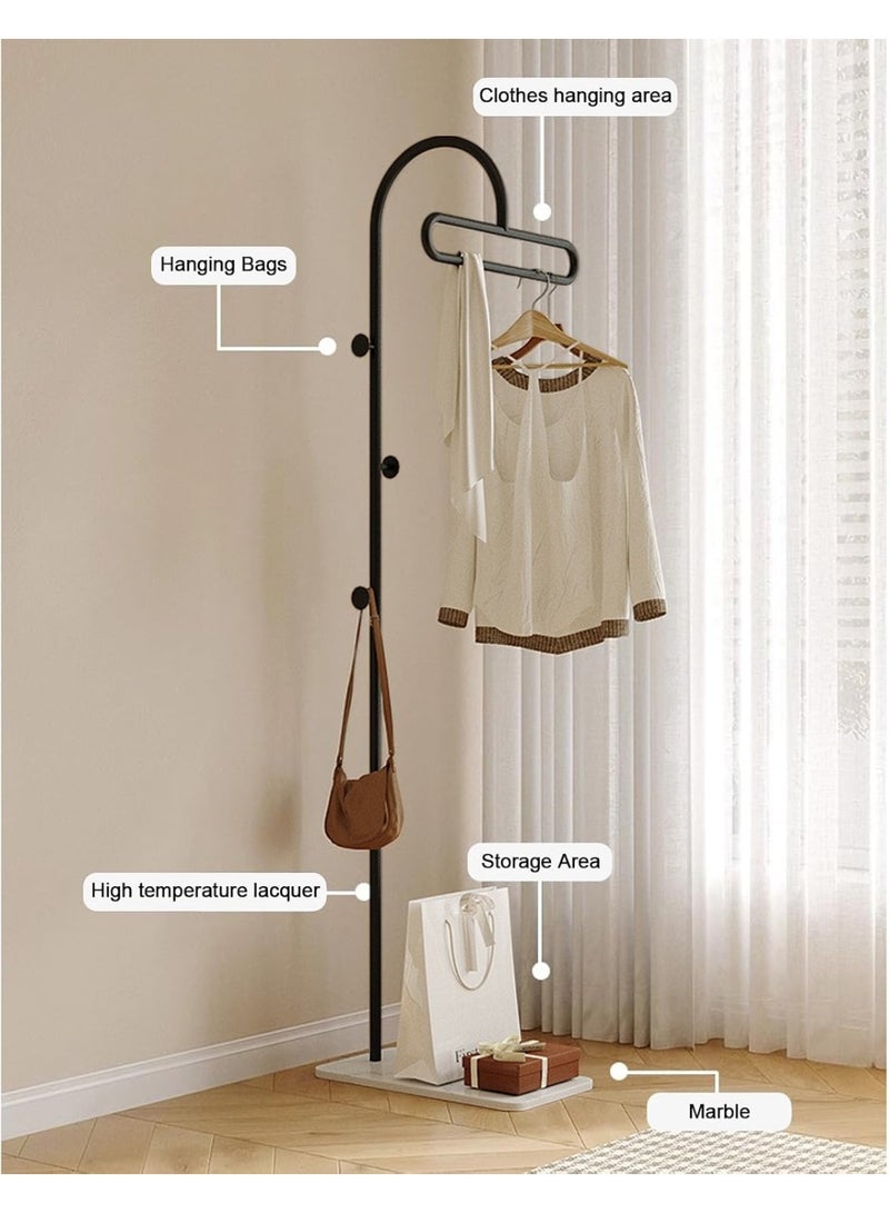 شو وو رف ملابس معدني بسيط، رف معاطف مدمج قائم على الأرض، رف معاطف معلق منزلي، رف ملابس متحرك لتعليق الملابس والمعاطف والتنانير - Image 2
