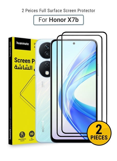 2 Pieces Honor X7b Screen Protector – Premium Edge to Edge Tempered Glass, High Transparency, Delicate Touch, Anti-Explosion, Smooth Arc Edges, Easy Installation