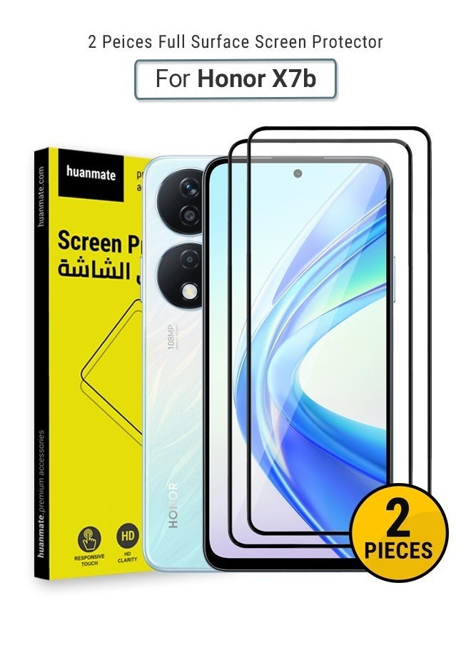huanmate - 2 Pieces Honor X7b Screen Protector – Premium Edge to Edge Tempered Glass, High Transparency, Delicate Touch, Anti-Explosion, Smooth Arc Edges, Easy Installation - Image 1
