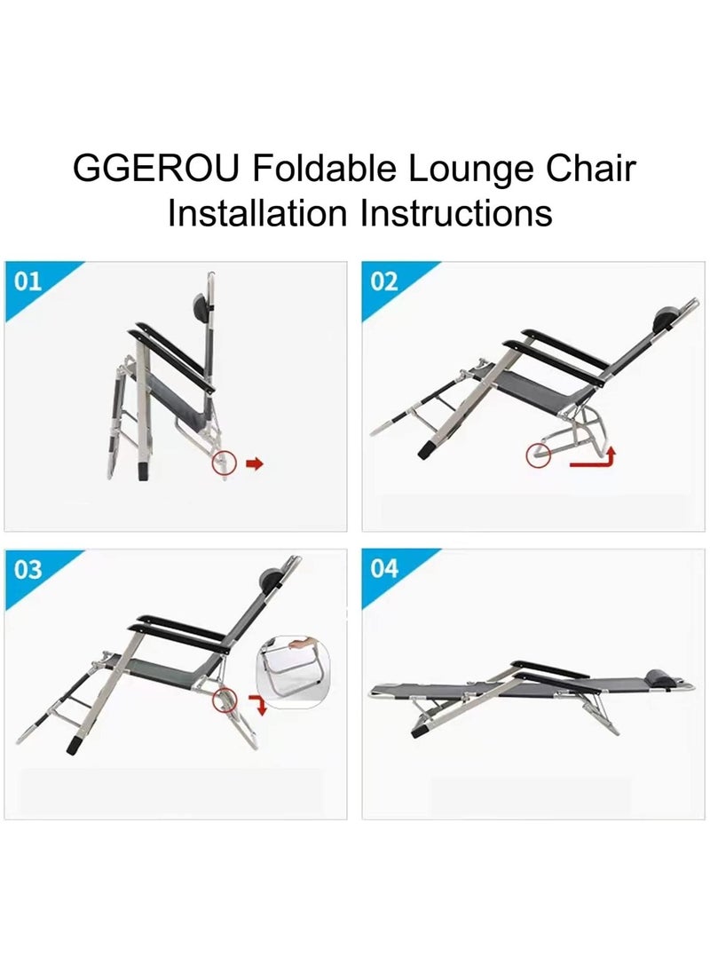 GGEROU - Adjustable Zero Gravity Folding Reclining Lounge Chair with Adjustable Headrest Oversize Recliner Lounger Beach Chairs Foldable Beach Chair - Image 1
