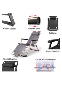 GGEROU Adjustable Zero Gravity Folding Reclining Lounge Chair with Adjustable Headrest Oversize Recliner Lounger Beach Chairs Foldable Beach Chair  - Image 2