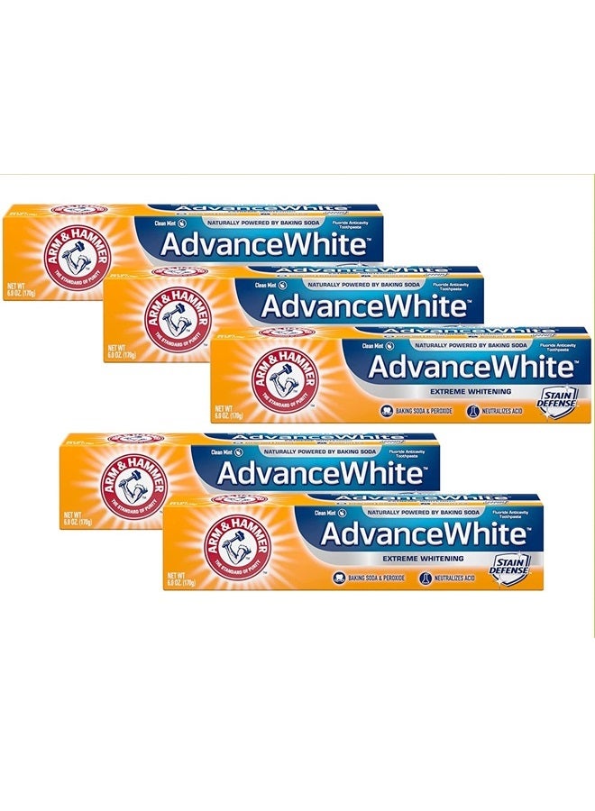 Arm & Hammer Advance White Extreme Whitening Toothpaste Clean Mint - 6 Oz- Pack of 5 - Image 1