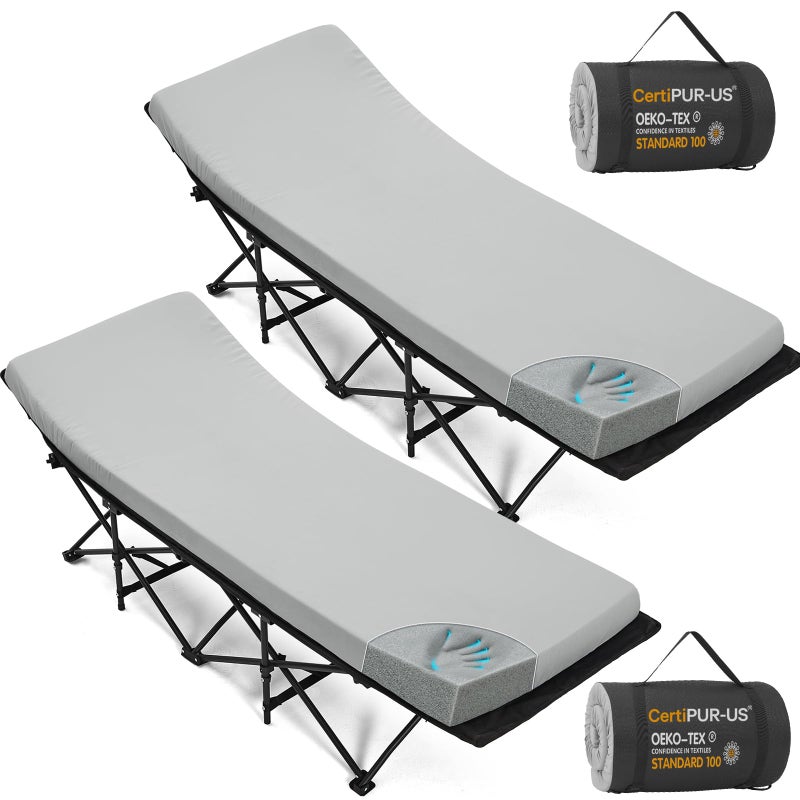 CYMULA Camping Cot Mattress 2in Memory Foam Sleeping Pad,Soft Warm Non-Slip Camping Topper with Retaining for Adults,Portable Roll up Pad for Travel(75 x30)ï¼ˆonly Mattressï¼‰ - Image 1