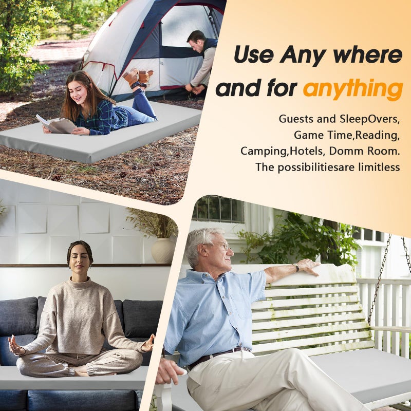 CYMULA Camping Cot Mattress 2in Memory Foam Sleeping Pad,Soft Warm Non-Slip Camping Topper with Retaining for Adults,Portable Roll up Pad for Travel(75 x30)ï¼ˆonly Mattressï¼‰ - Image 5