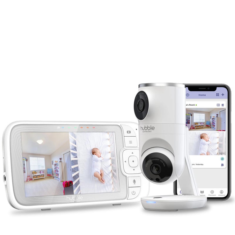 Hubble Connected Dual Vision Smart HD Baby Monitor with 2 Cameras, WiFi Baby Monitor with App and Screen, Remote Pan Tilt Zoom, 2-Way Talk, AI Motion Tracking, Night Vision, Room Temperature Sensor - Image 1