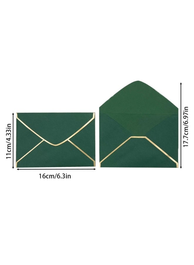 20pcs Luxury Green Envelopes with Gold Foil – Elegant Stationery Envelopes for Invitations & Greeting Cards - Image 3