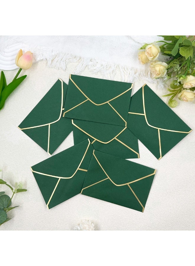 20pcs Luxury Green Envelopes with Gold Foil – Elegant Stationery Envelopes for Invitations & Greeting Cards - Image 1