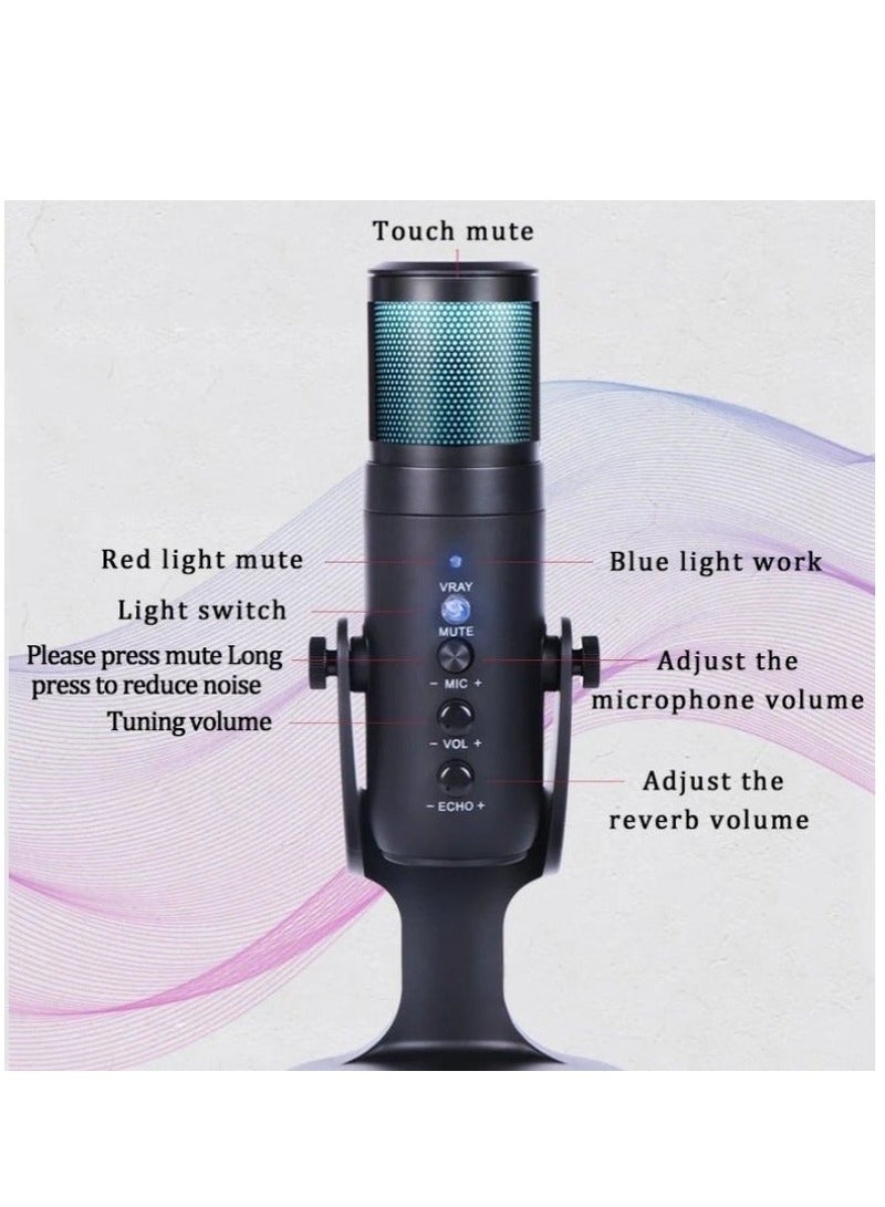 JMARY MC-PW9 USB Cable Microphone Voice Recording Tool RGB Light - Image 3