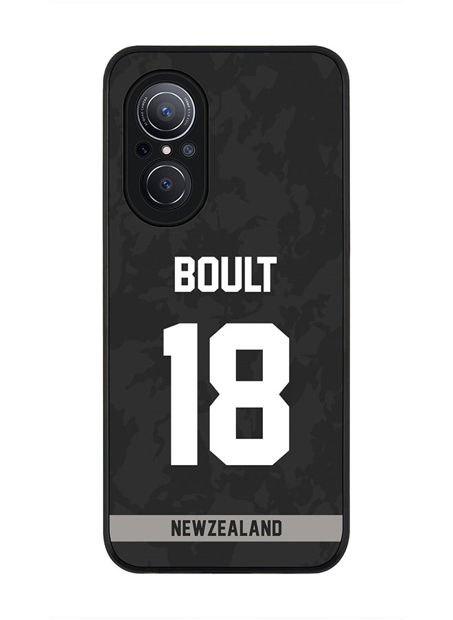 Stylizedd - Rugged Black Edge Case for Huawei Nova 9 SE , Slim fit Soft Case Flexible Rubber Edges Thin Cover - Player Name - Trent Boult, Jersey Number- 18 - Image 1