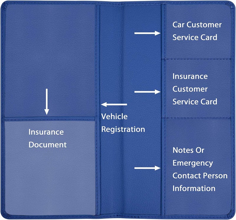 Wisdompro Car Document Holder Organiser, PU Leather Vehicle Insurance and Registration Holders Wallet Case for ID Card, Driving Licence, Key Contact Information Cards - Image 3