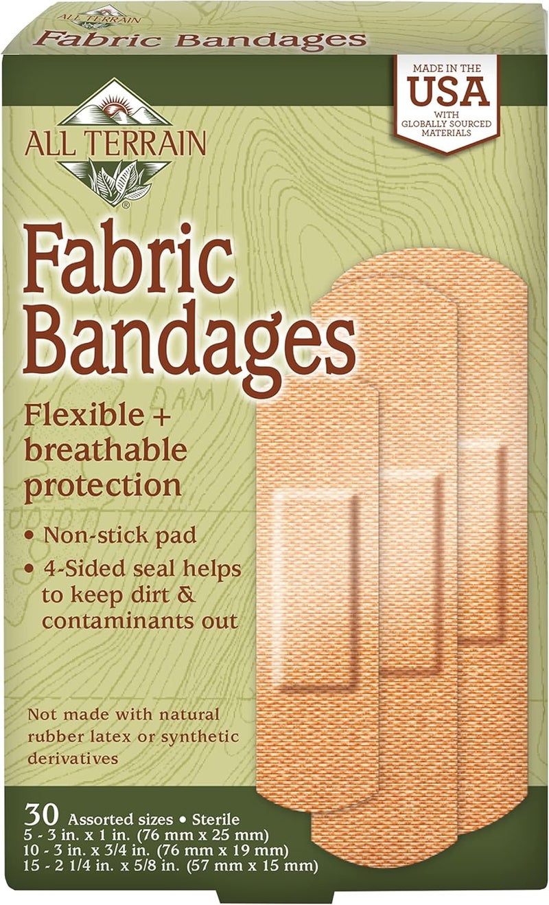 All Terrain Fabric Bandages - 30 Assorted Sizes for Flexible and Breathable Protection - Image 1